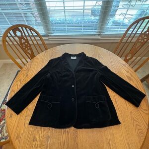 Vintage Miss Accent Act III Black Velvet Blazer Jacket Women’s L Rope Detail